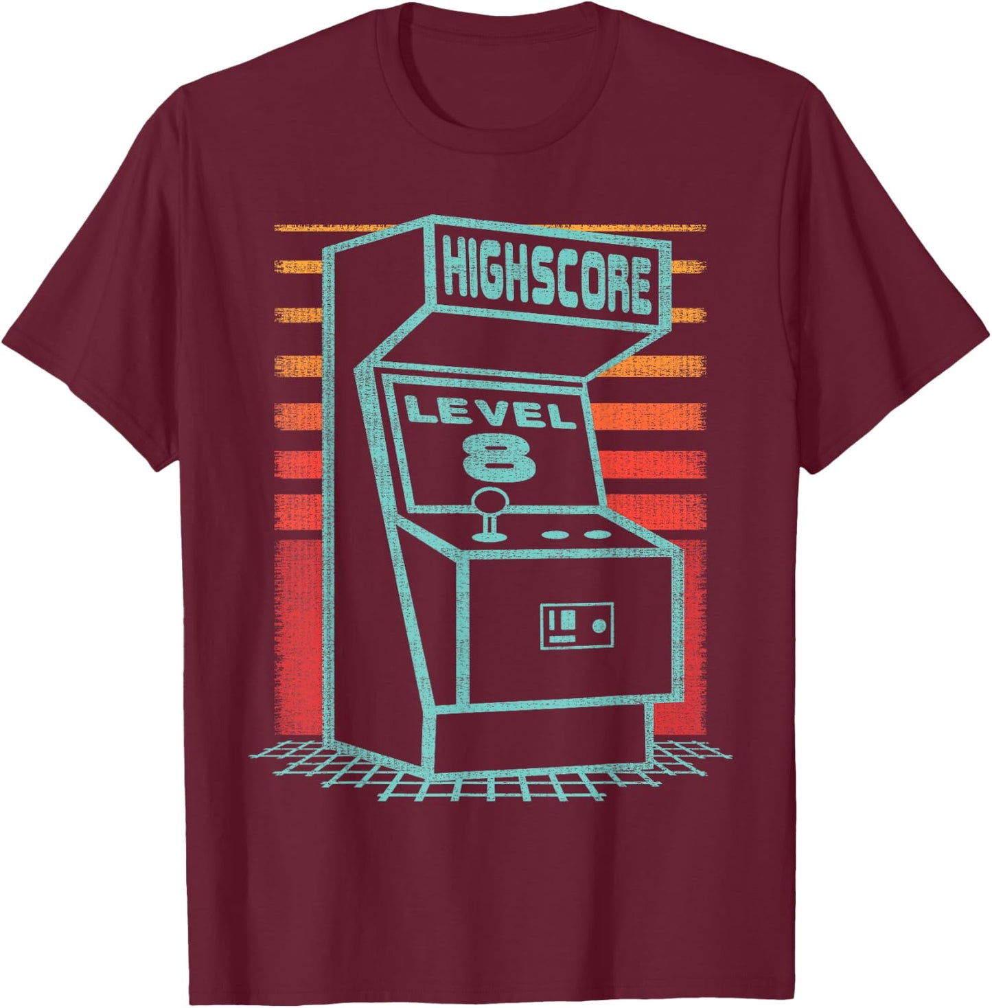 8th Birthday 8 Year Old Retro Gamer Level Up Unlocked T-Shirt - T-Shirt | Maroon