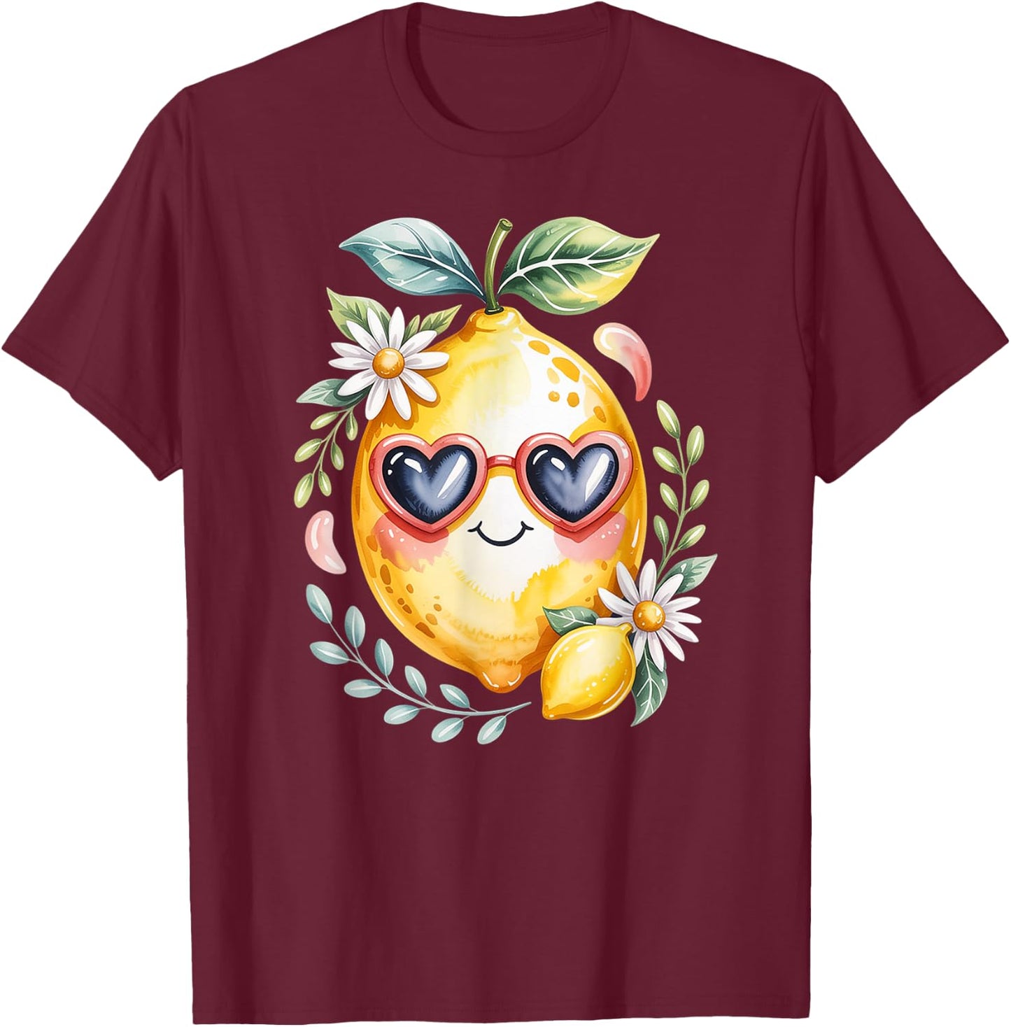Cute Lemons Fruit Girls & Women Who Adore Loves Lemon T-Shirt - T-Shirt | Maroon