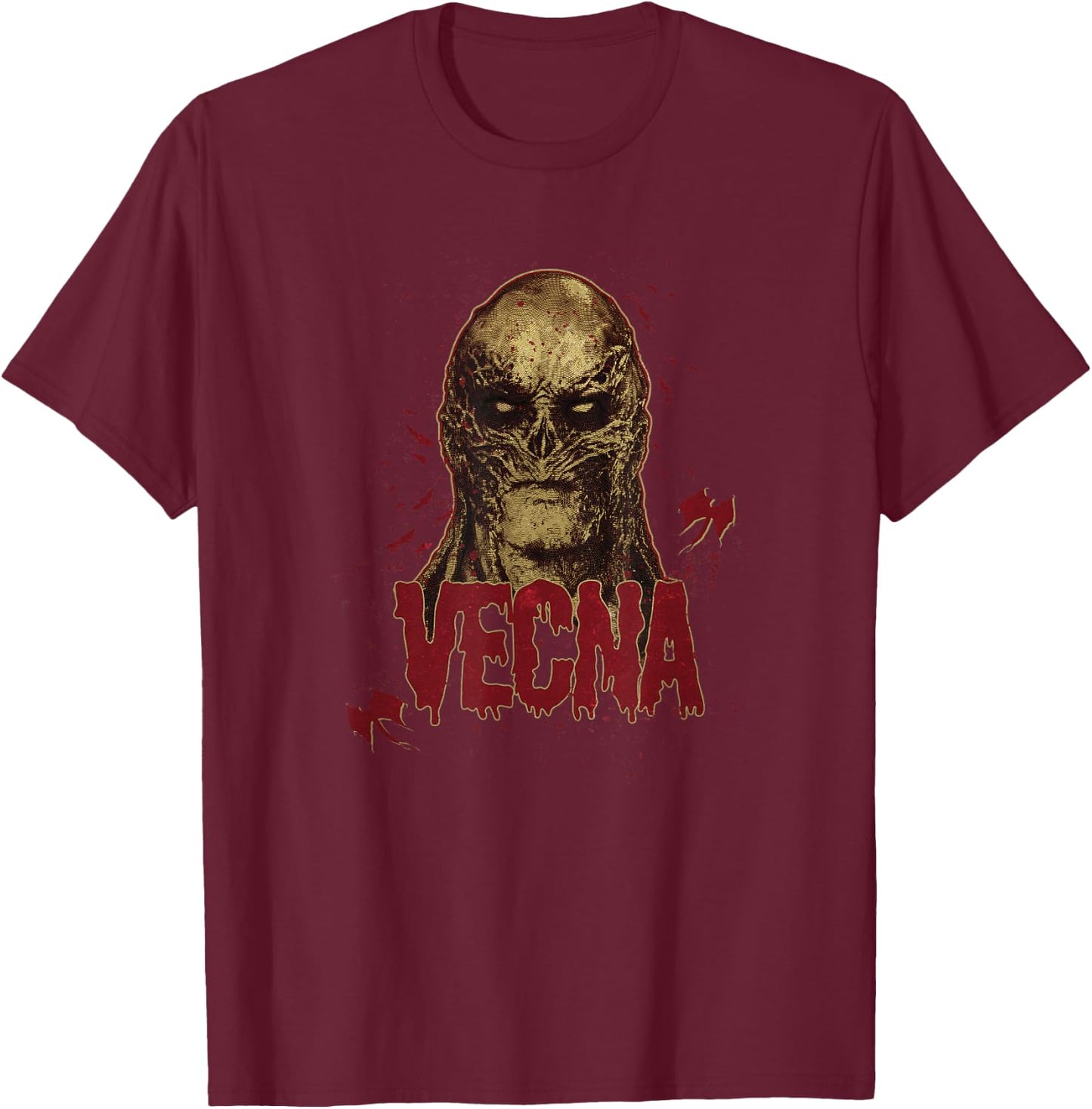 Stranger Things 4 Vecna Splatter Portrait T-Shirt - T-Shirt | Maroon