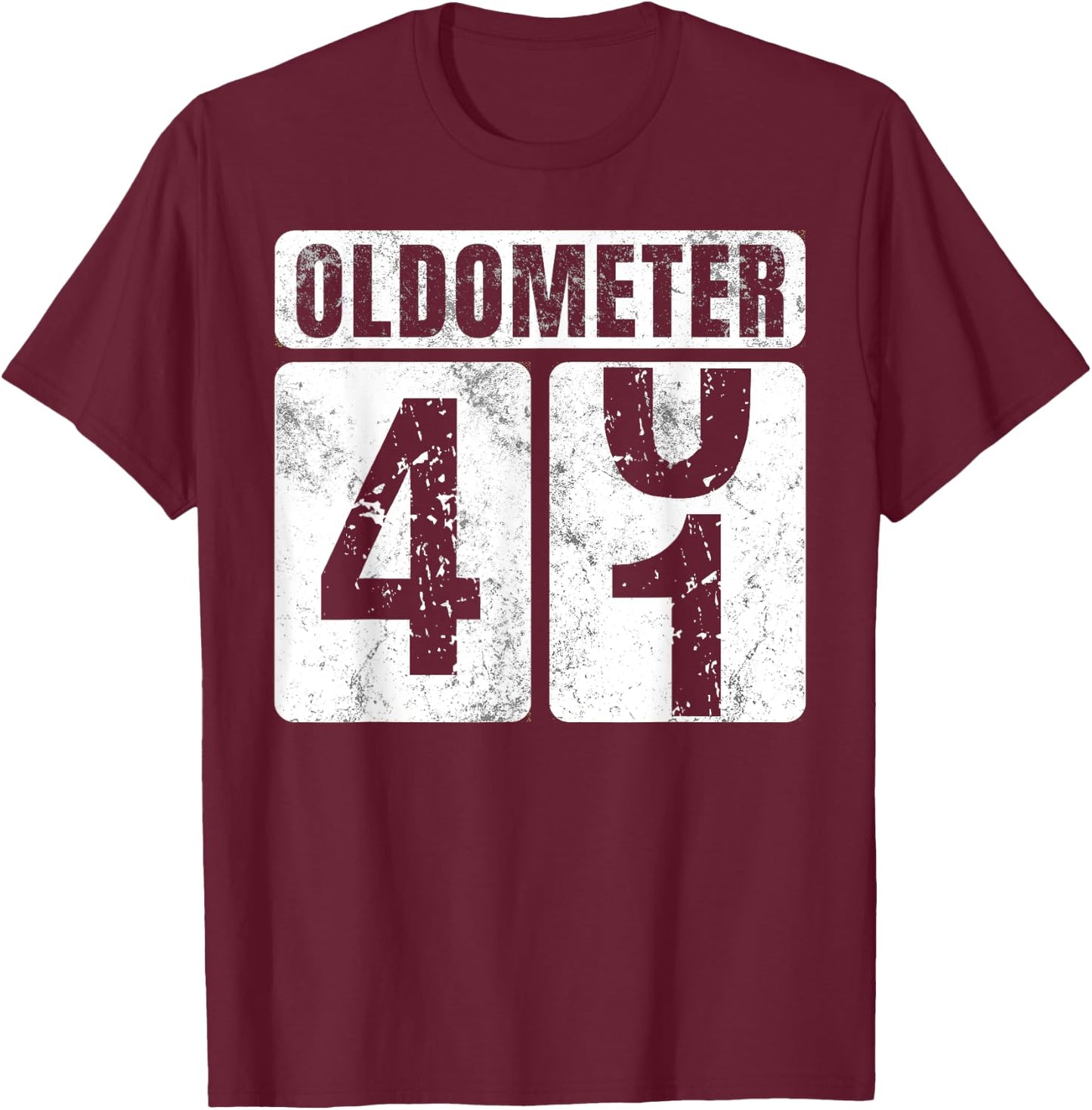 Oldometer 41 Shirt Vintage Funny 41st Birthday Gift T-Shirt - T-Shirt | Maroon