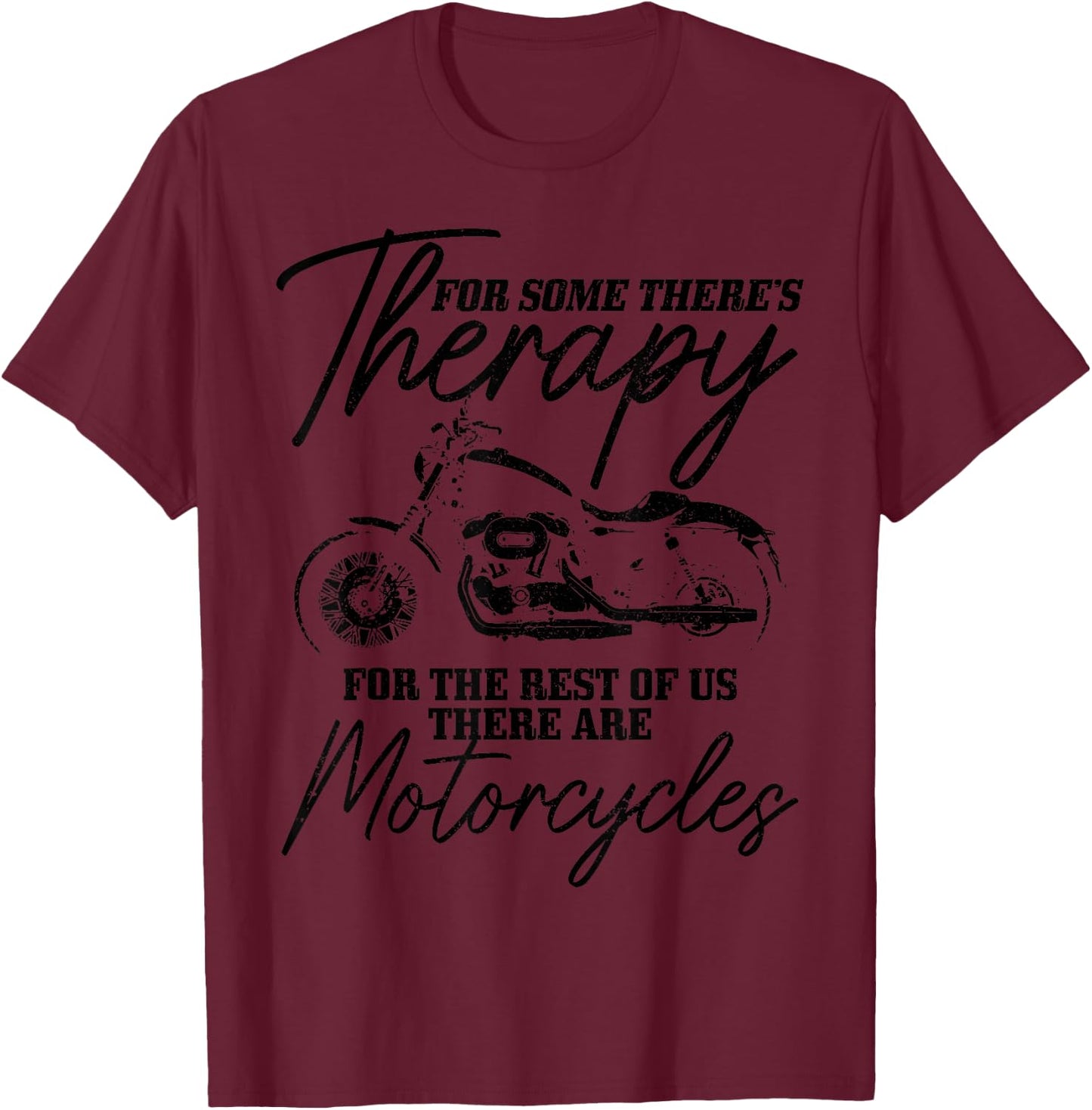 Biker Therapy Vintage Motorcycle Funny Biker T-Shirt - T-Shirt | Maroon