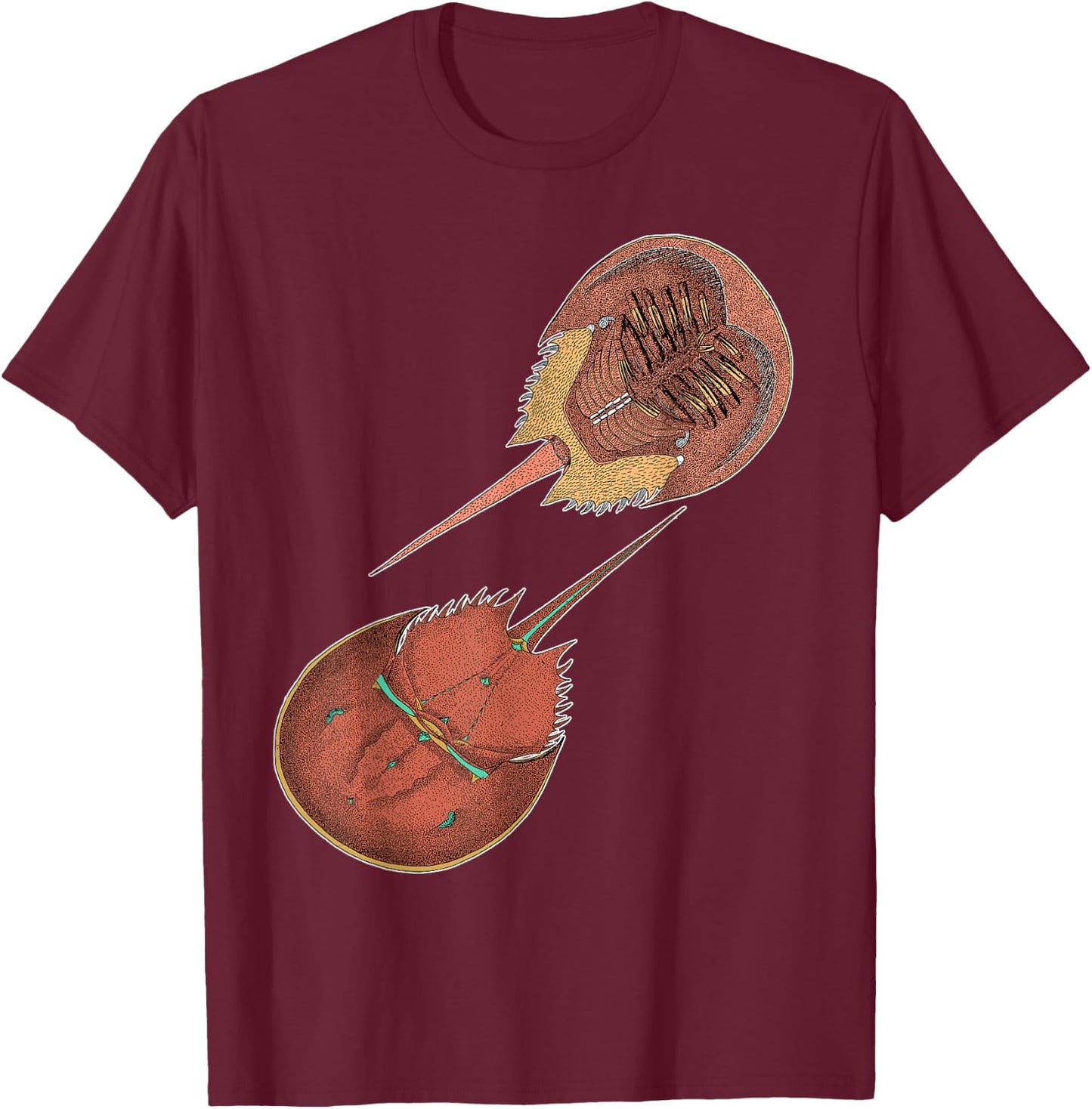 EncycloArt - Horseshoe Crab Xiphosura T-Shirt - T-Shirt | Maroon