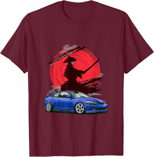 JDM RSX Auto Tuning Japan Samurai Sun Drift T-Shirt - T-Shirt | Maroon