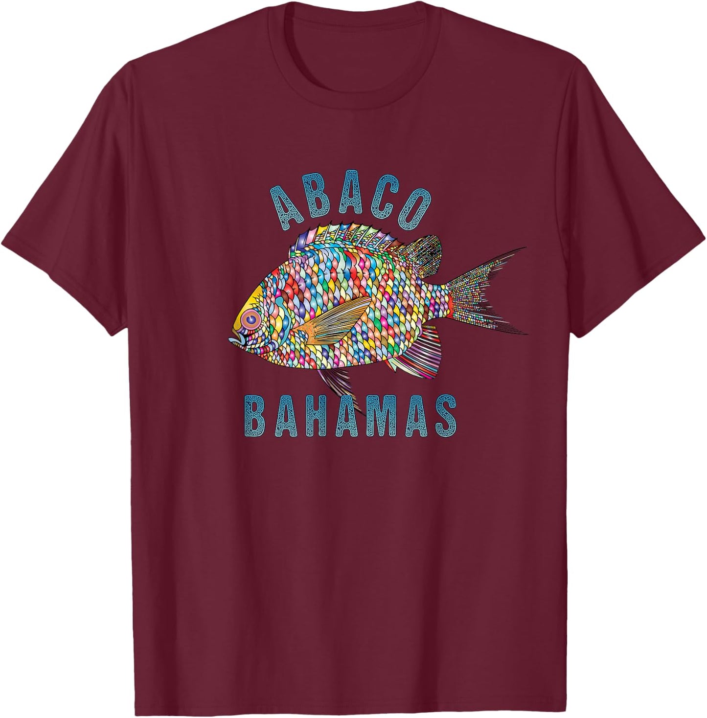 Abaco Bahamas Beach Design / Souvenir Illustration T-Shirt - T-Shirt | Maroon