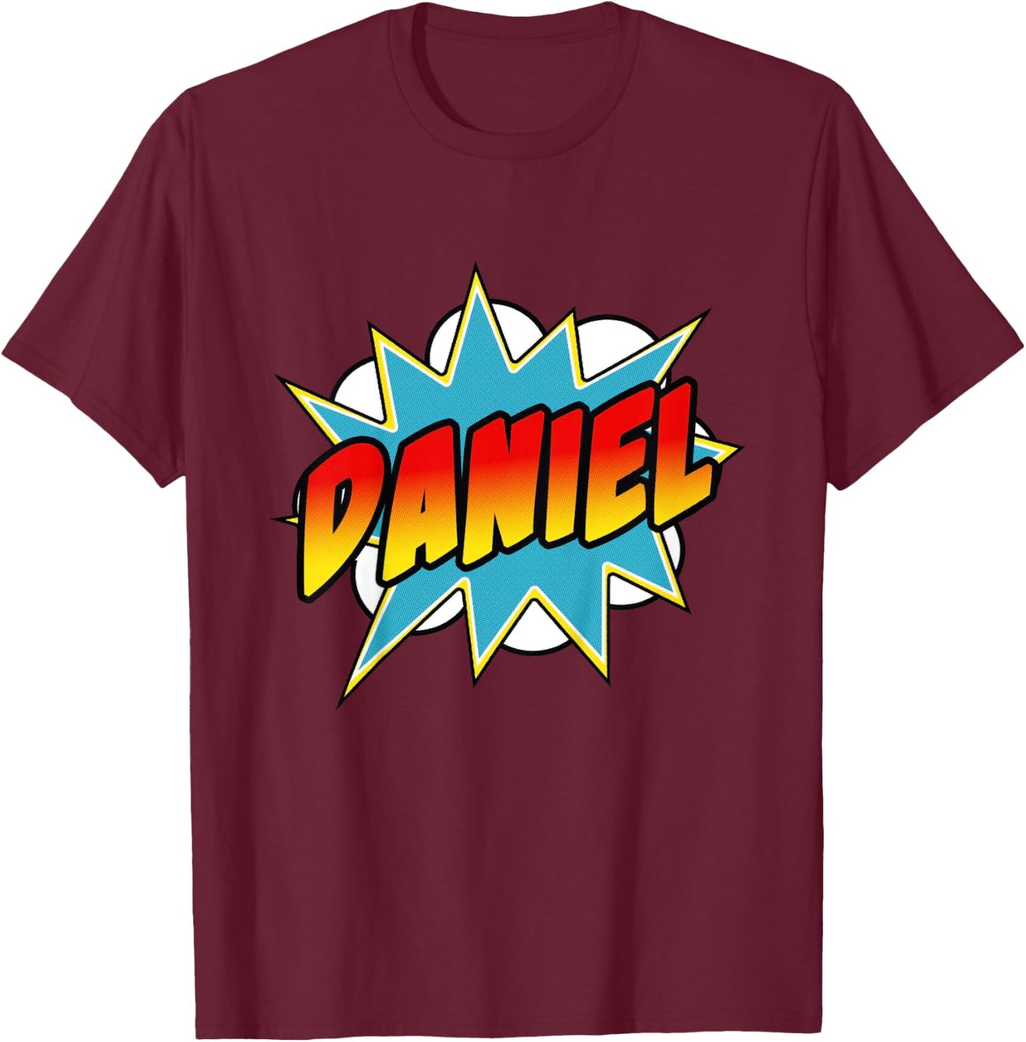 Kids Boys Daniel Comic Book Superhero Name T-Shirt - T-Shirt | Maroon