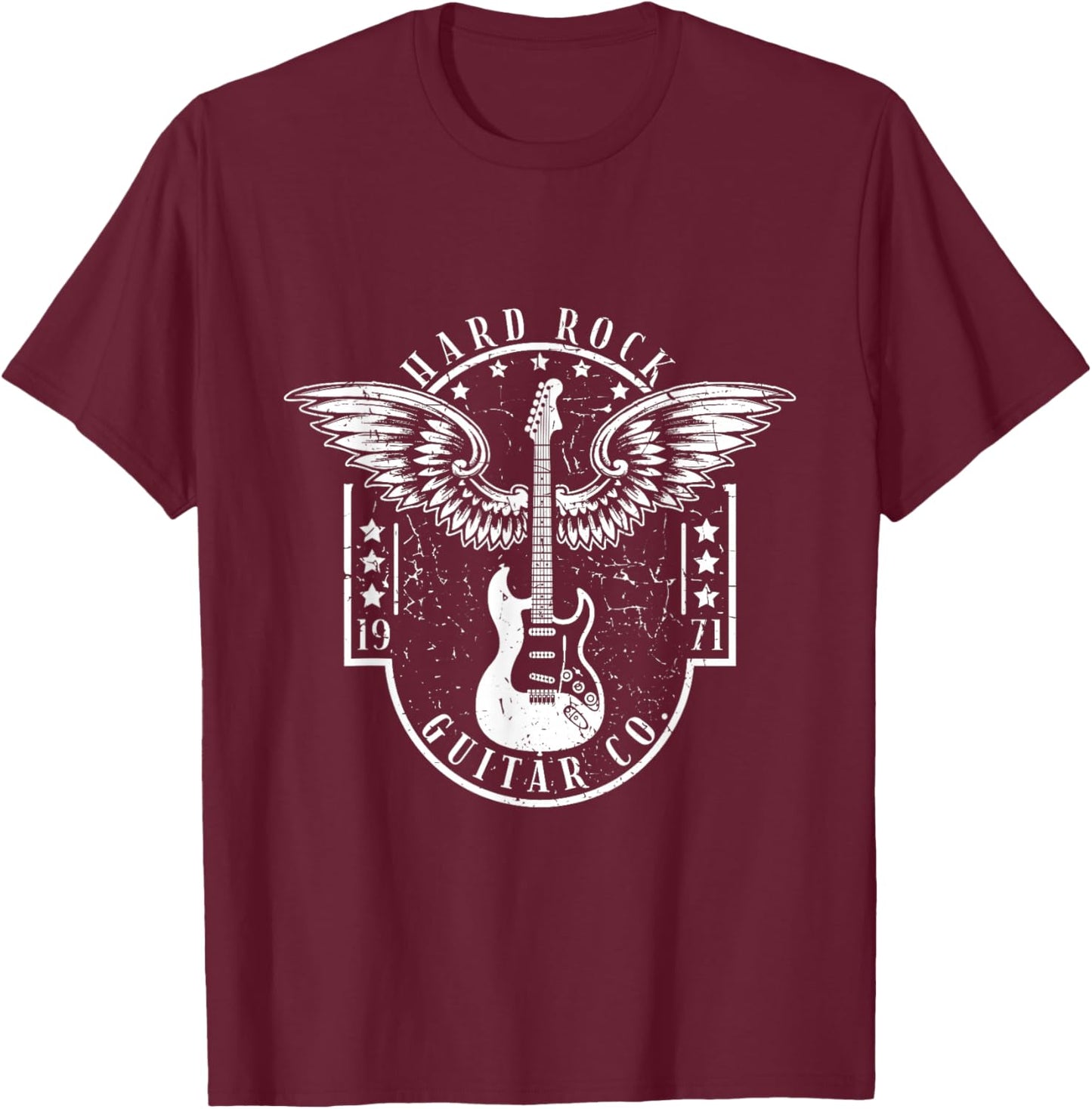 Hard Rock Guitar Co. Guitarist Rock and Roll Rocker Musician T-Shirt - T-Shirt | Maroon