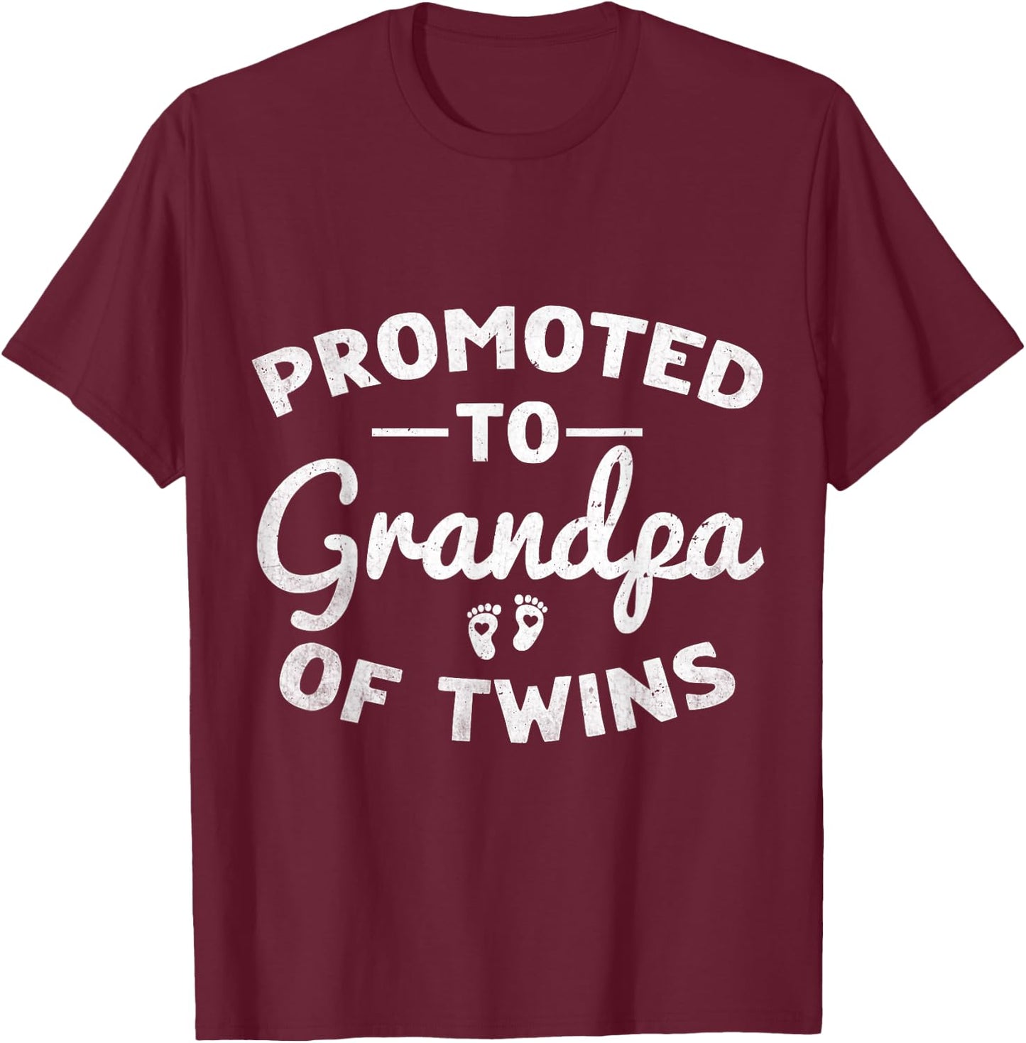 Promoted to Grandpa of Twins 2024 Twins Baby Announcement T-Shirt - T-Shirt | Maroon