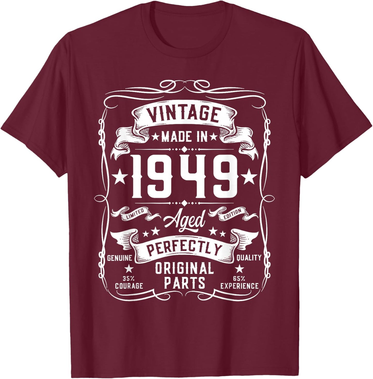Vintage 1949 76 Years Old Gifts 76yr 76th Birthday T-Shirt - T-Shirt | Maroon