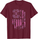 Pink Barbell American Flag Breast Cancer Awareness - Fitness Women Men T-Shirt - T-Shirt | Maroon