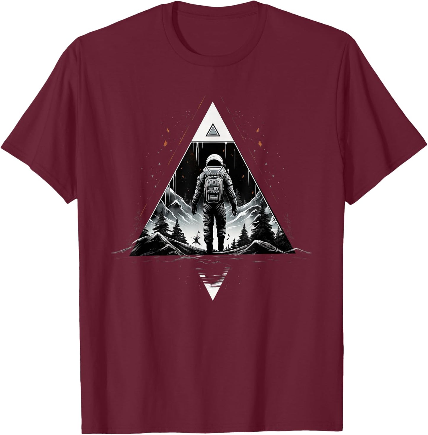 Funny Astronaut With Planets In Solar System Spaceman T-Shirt - T-Shirt | Maroon