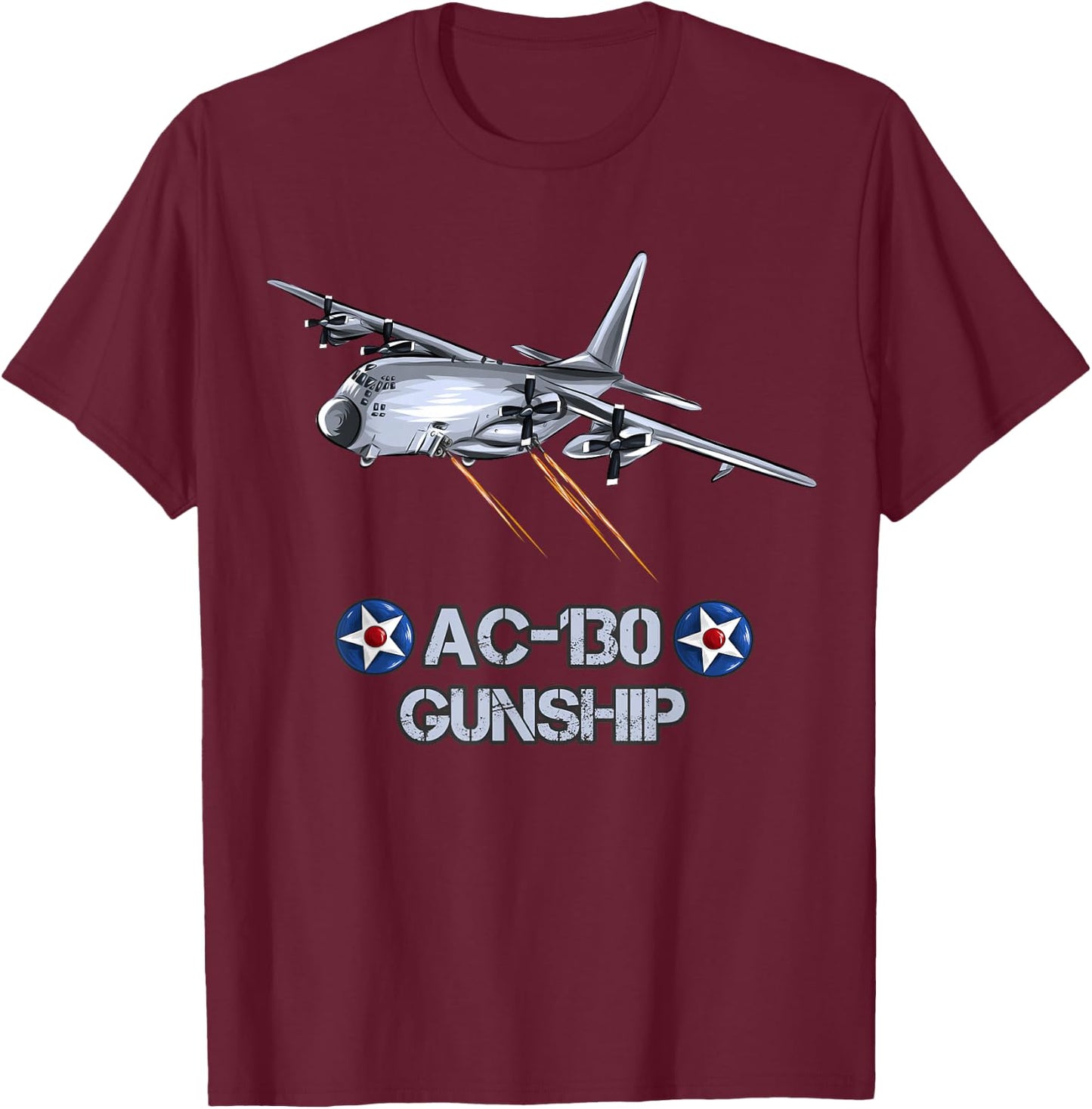 American AC130 Gunship Infantry Close Air Support T-Shirt - T-Shirt | Maroon