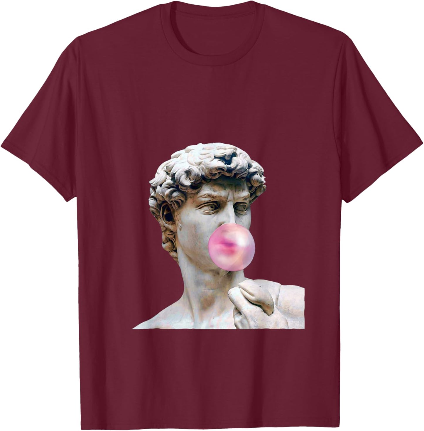 David Michelangelo with Bubblegum Statue Art Man Woman Child T-Shirt - T-Shirt | Maroon