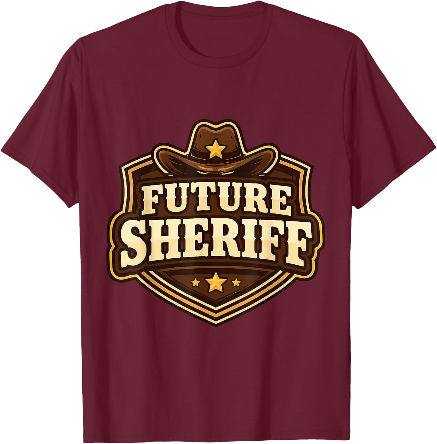 Future Sheriff Boys Kids Child Law Enforcement Deputy T-Shirt - T-Shirt | Maroon
