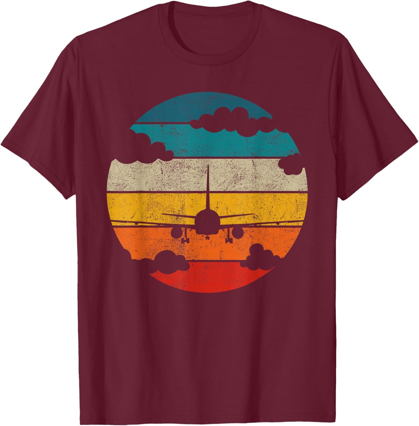 Airplane Retro Vintage Plane Aviator Aircraft Pilot Airplane T-Shirt - T-Shirt | Maroon