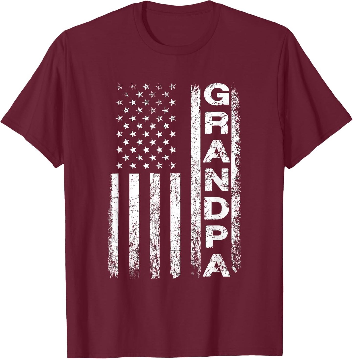 Grandpa Vintage American Flag Father's Day 4th of July Papa T-Shirt - T-Shirt | Maroon