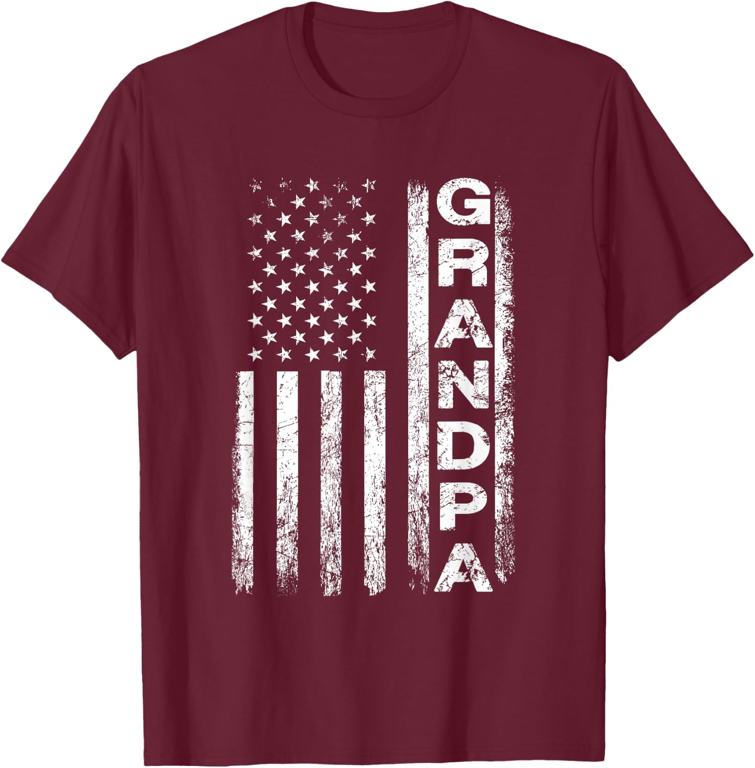 Grandpa Vintage American Flag Father's Day 4th of July Papa T-Shirt - T-Shirt | Maroon