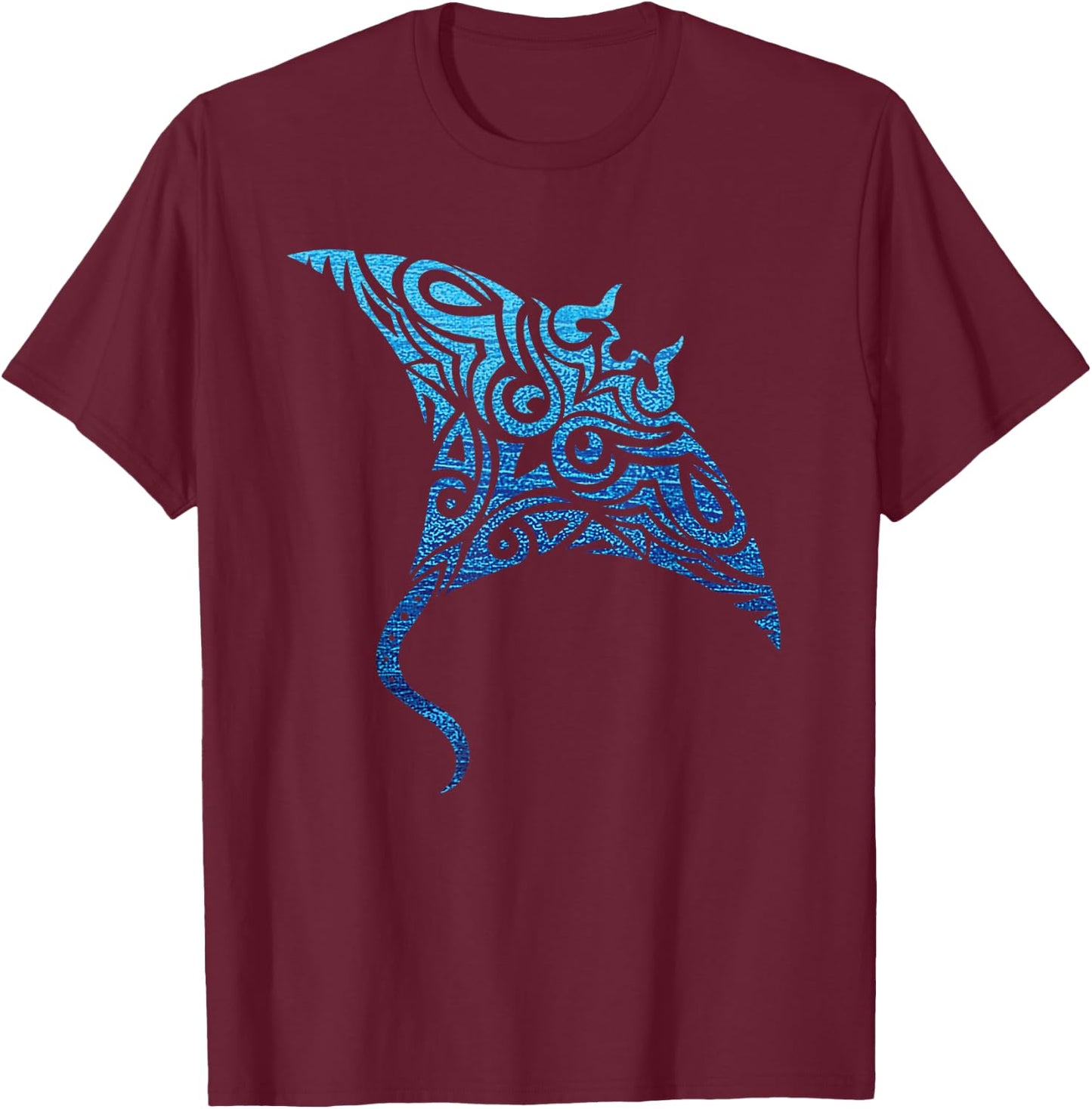 Hawaiian Manta Ray Tribal Polynesian Tattoo Pacific Stingray T-Shirt - T-Shirt | Maroon