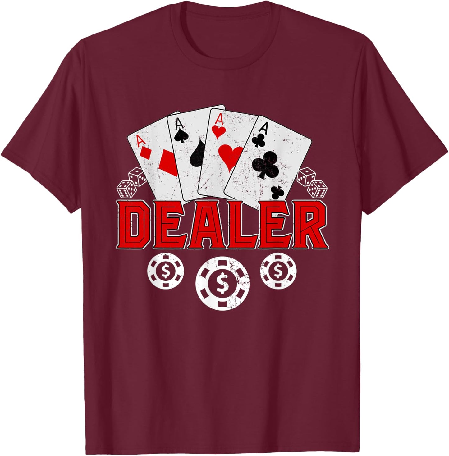Casino Dealer Halloween Costume Shirt Poker Gambling T-Shirt - T-Shirt | Maroon