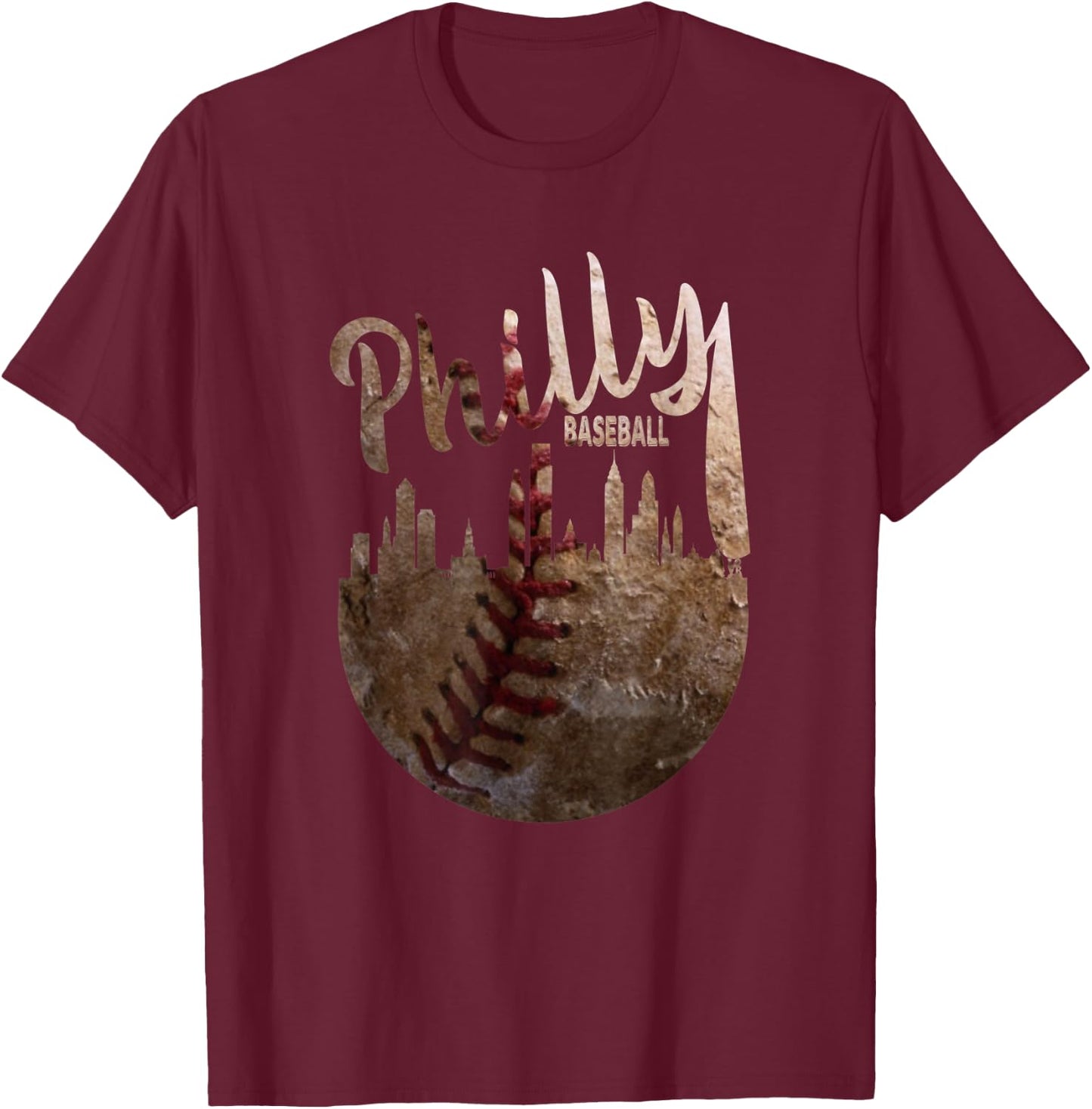 Retro Philadelphia Baseball Vintage distressed Men Women T-Shirt - T-Shirt | Maroon