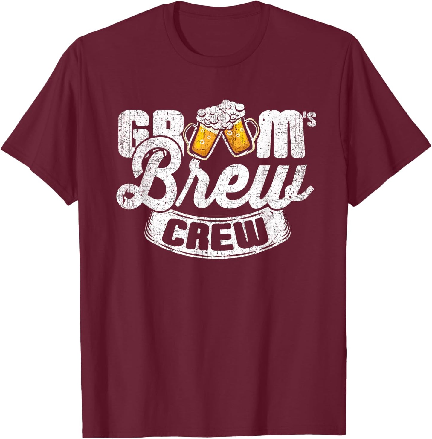 Grooms Brew Crew - Groomsmen & Best Man T Shirt T-Shirt - T-Shirt | Maroon