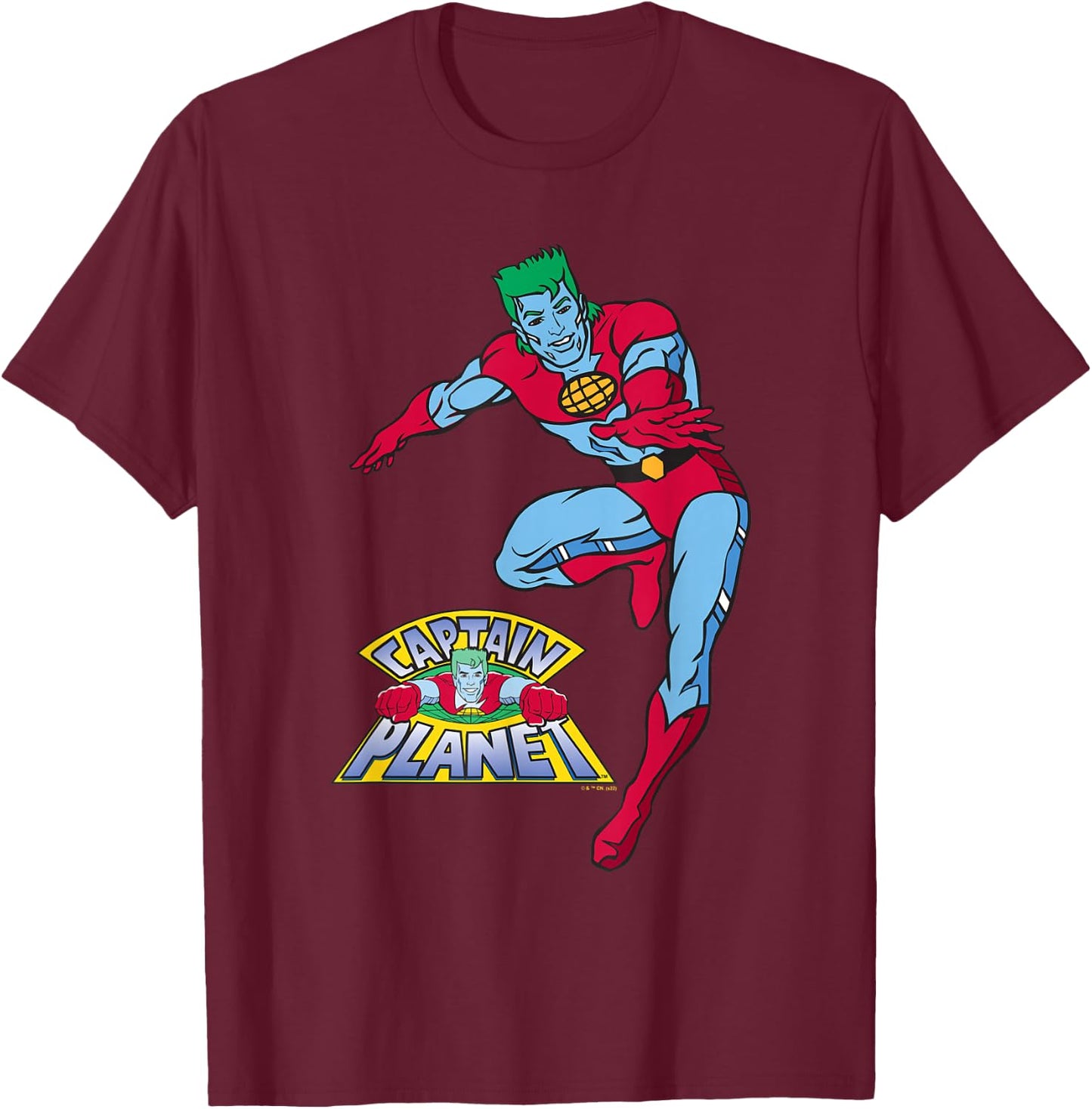Captain Planet Captain and Logo T-Shirt - T-Shirt | Maroon