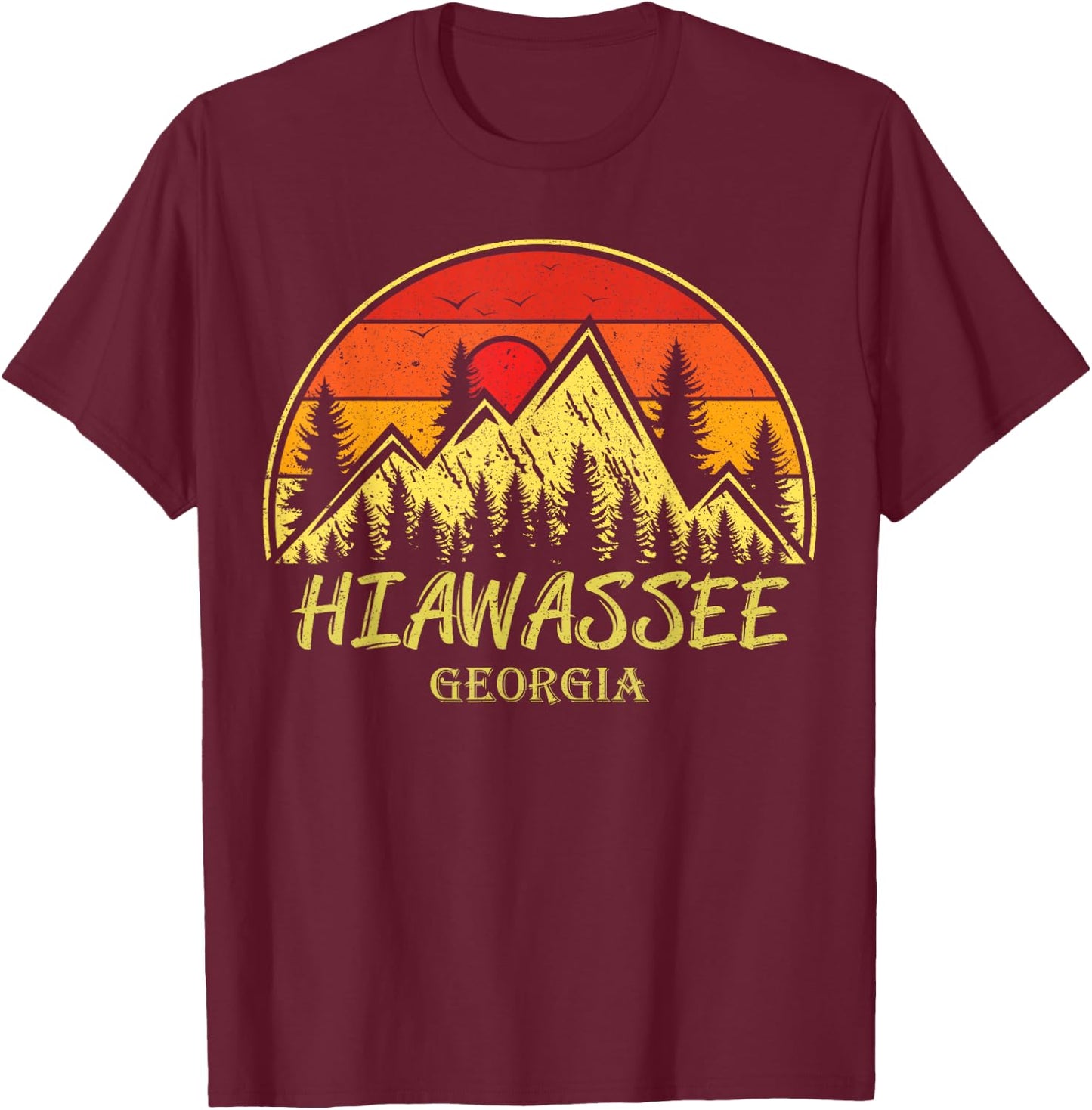 Vintage Hiawassee Georgia GA Mountains Hike Hiking Souvenir T-Shirt - T-Shirt | Maroon
