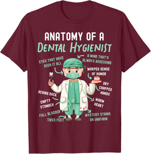 Dental Hygienist Anatomy T-Shirt - T-Shirt | Maroon