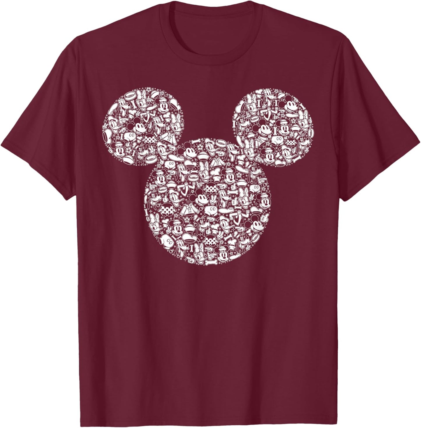 Disney Mickey And Friends Mickey Icons Fill T-Shirt - T-Shirt | Maroon