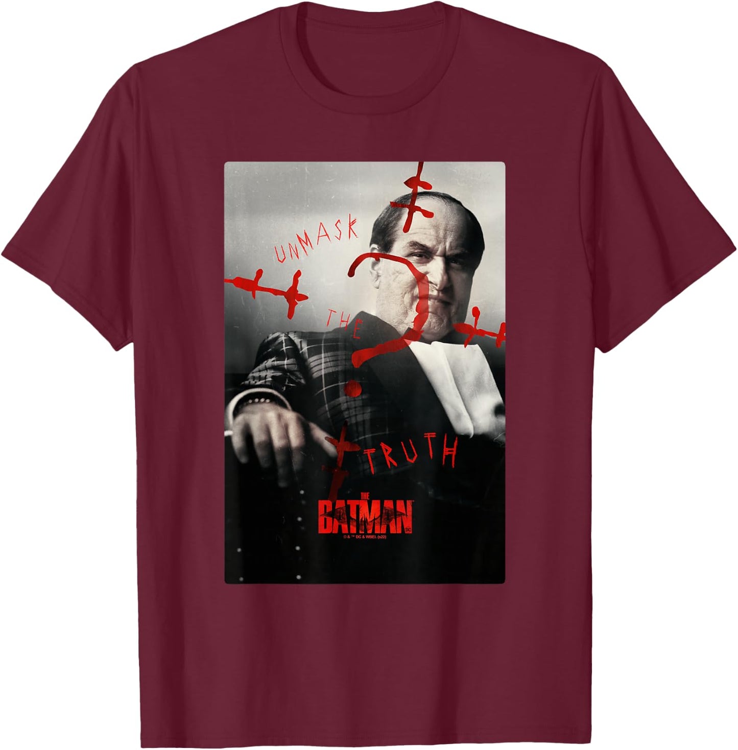 The Batman Penguin Question Mark Real Photo Poster T-Shirt - T-Shirt | Maroon