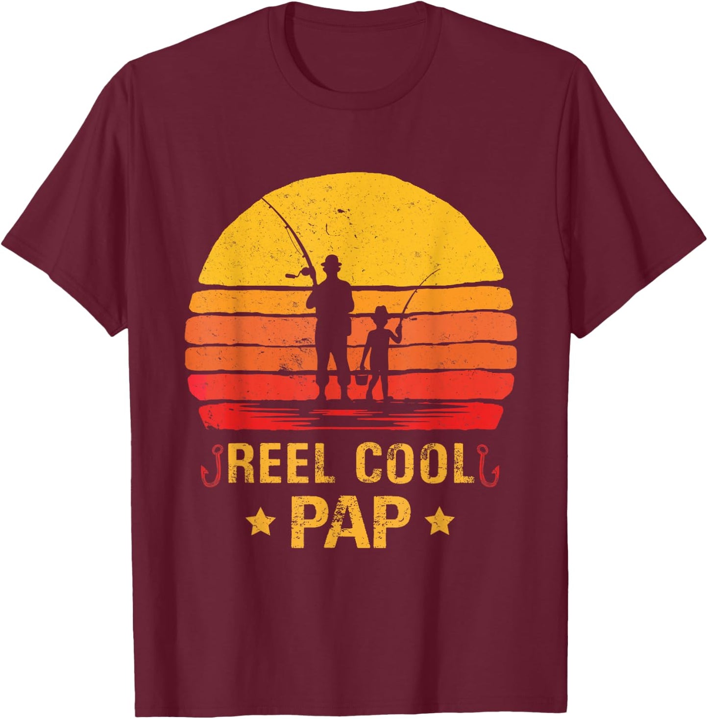 Reel Cool Pap Fishing Fathers Day T-Shirt - T-Shirt | Maroon