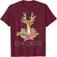 OH Deer - Cute Colorful Boho Floral Deer T-Shirt - T-Shirt | Maroon