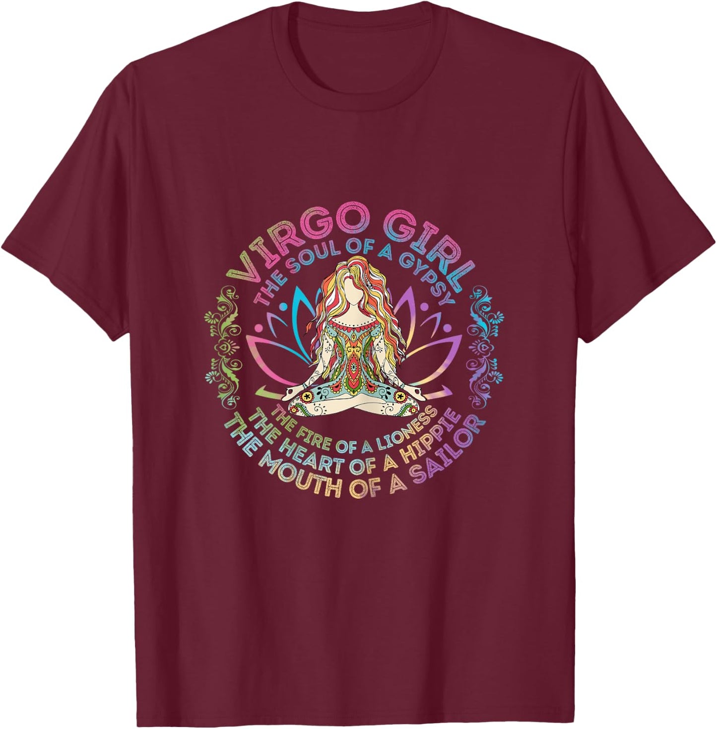 Virgo Girl The Soul Of A Gypsy Birthday Hippie Soul T-Shirt - T-Shirt | Maroon
