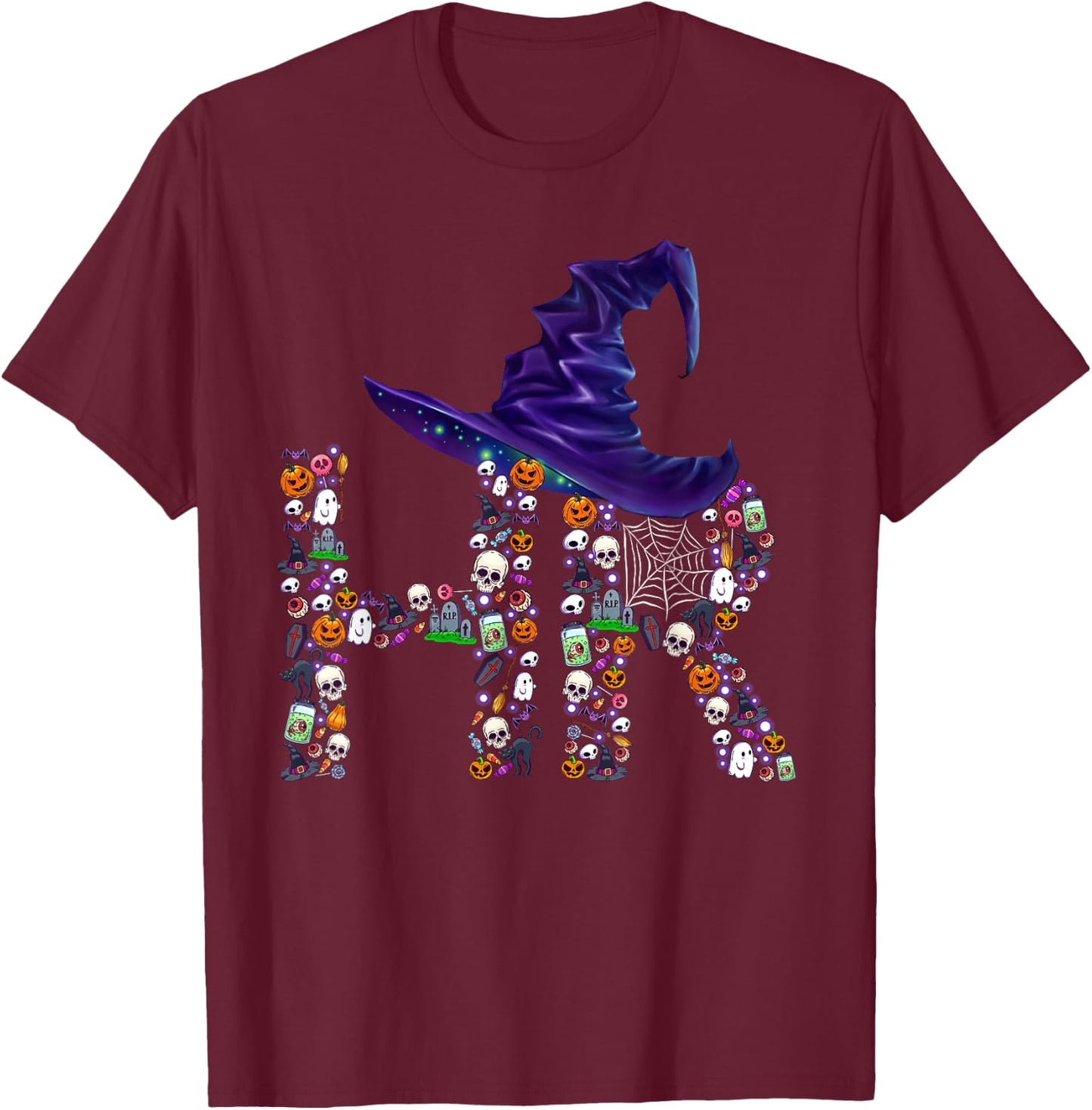 Funny HR Witch Human Resources Pumpkin Halloween Costume T-Shirt - T-Shirt | Maroon