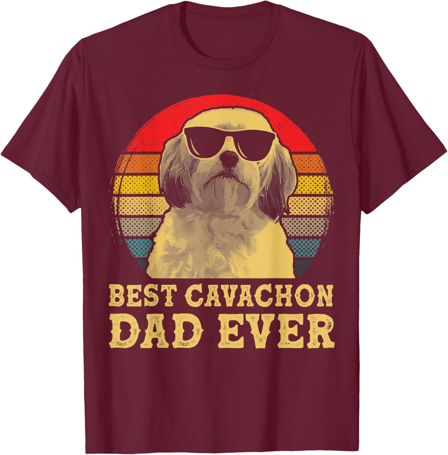Best Cavachon Dad Ever Dog Lovers Retro Vintage Women Girls Kids T-Shirt - T-Shirt | Maroon