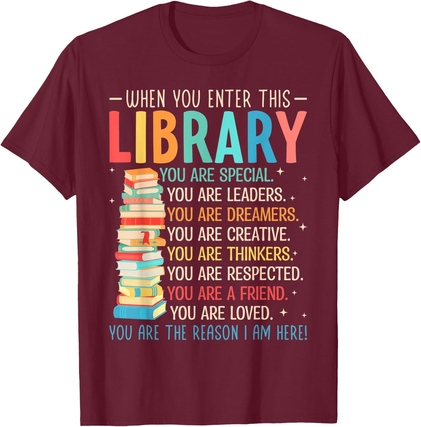 When You Enter This Library - Librarian Bookworm Book Reader T-Shirt - T-Shirt | Maroon