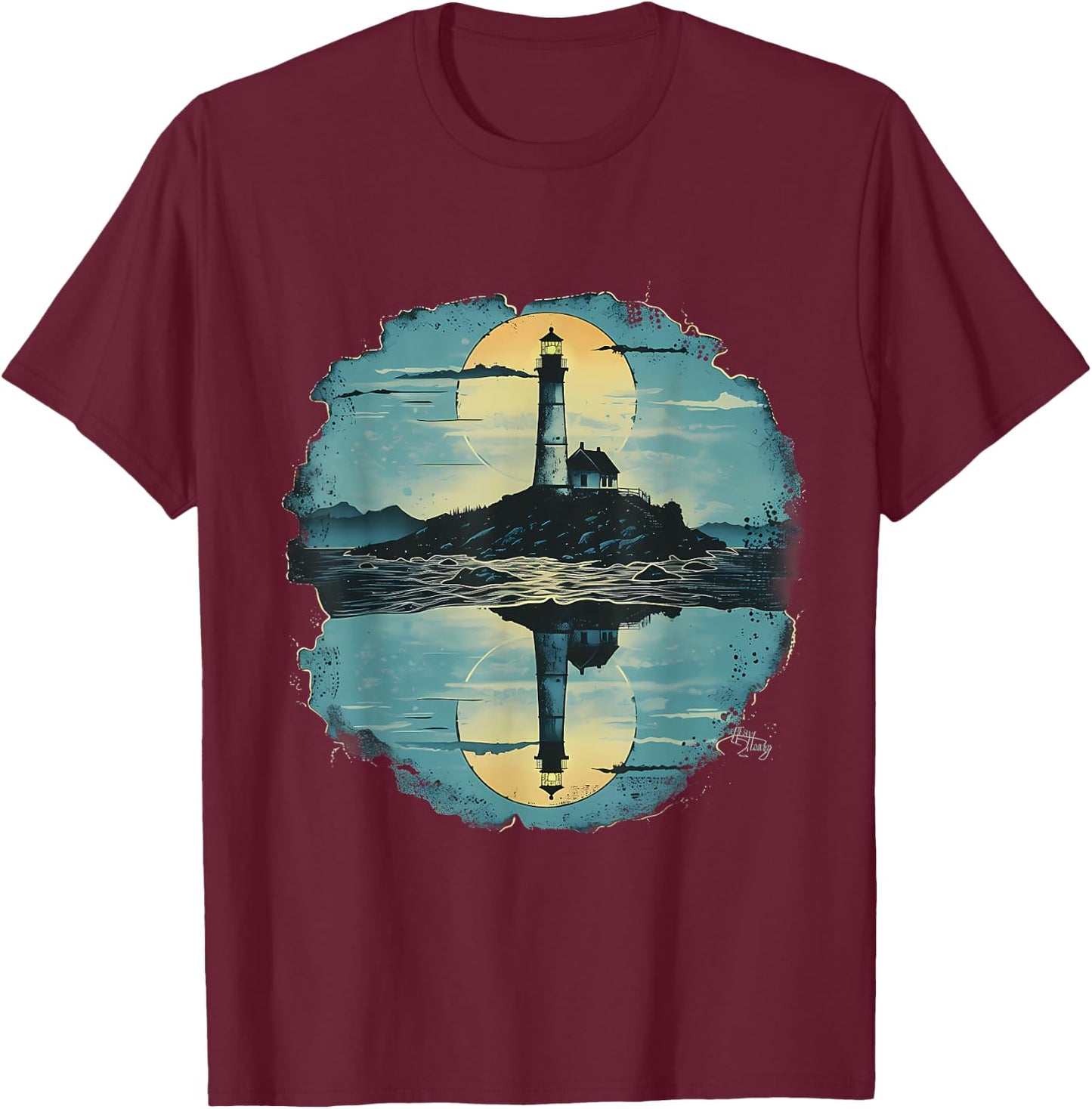 Light House Seaside House Sailing Sea Beach Lighthouse T-Shirt - T-Shirt | Maroon