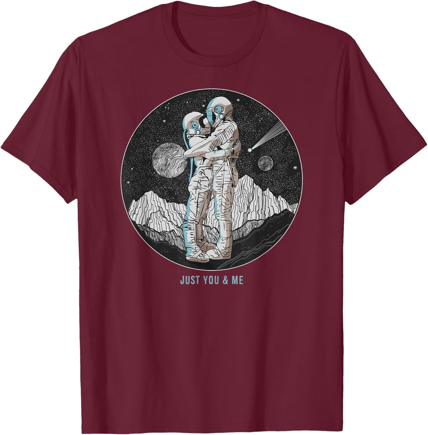 A few astronauts in love in space T-Shirt - T-Shirt | Maroon