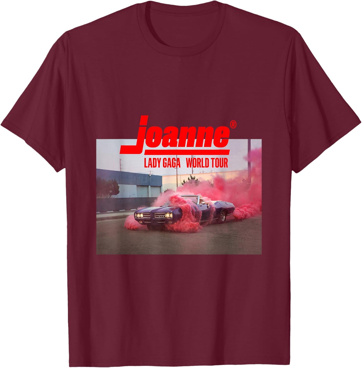 Lady Gaga Official Joanne World Tour Black T-Shirt - T-Shirt | Maroon