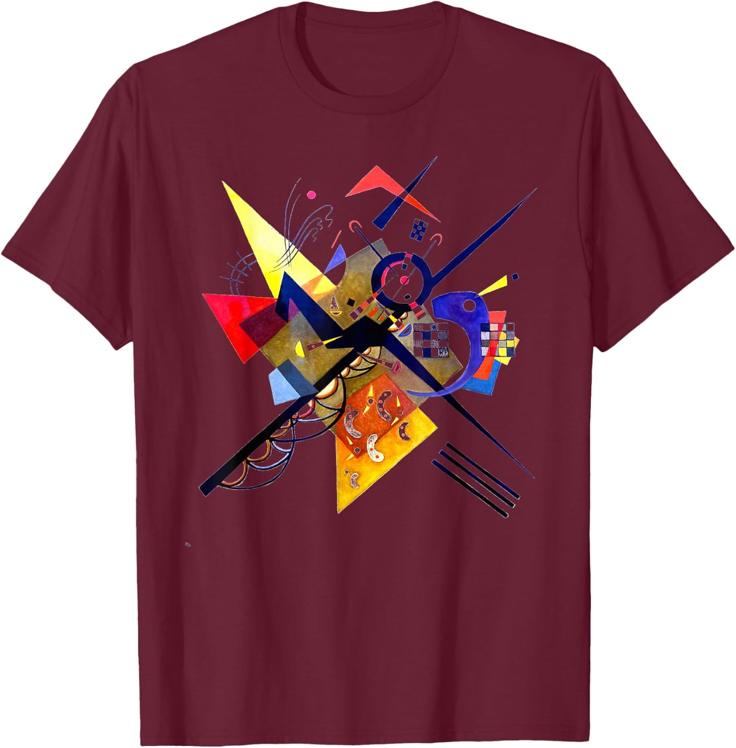 Kandinsky On White II 1923 Artwork T-Shirt - T-Shirt | Maroon