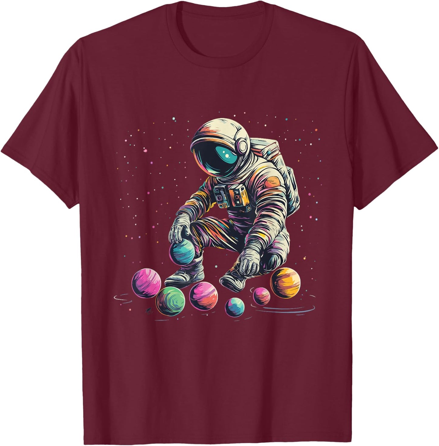 Space Explorer Astronaut Planets Solar System T-Shirt - T-Shirt | Maroon