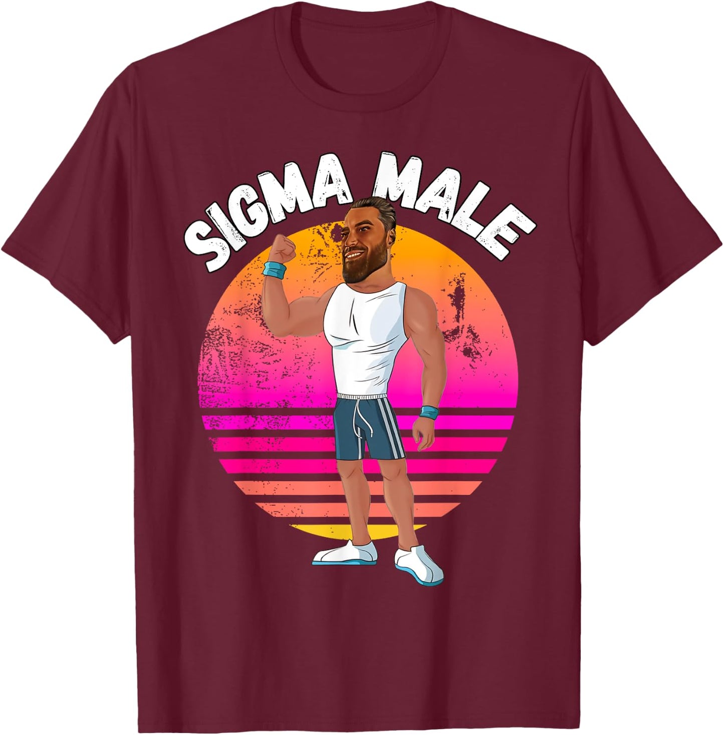 Gigachad Sigma Male Bodybuilder Giga Chad Sigma Grindset T-Shirt - T-Shirt | Maroon