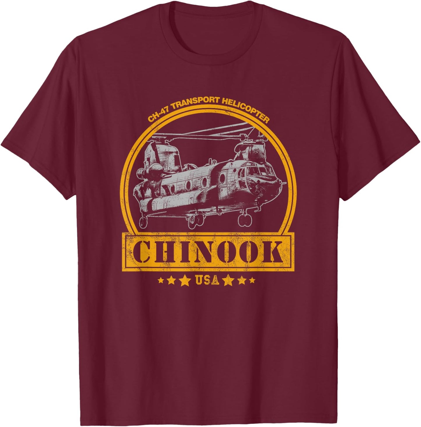CH-47 Chinook Helicopter T-Shirt - T-Shirt | Maroon