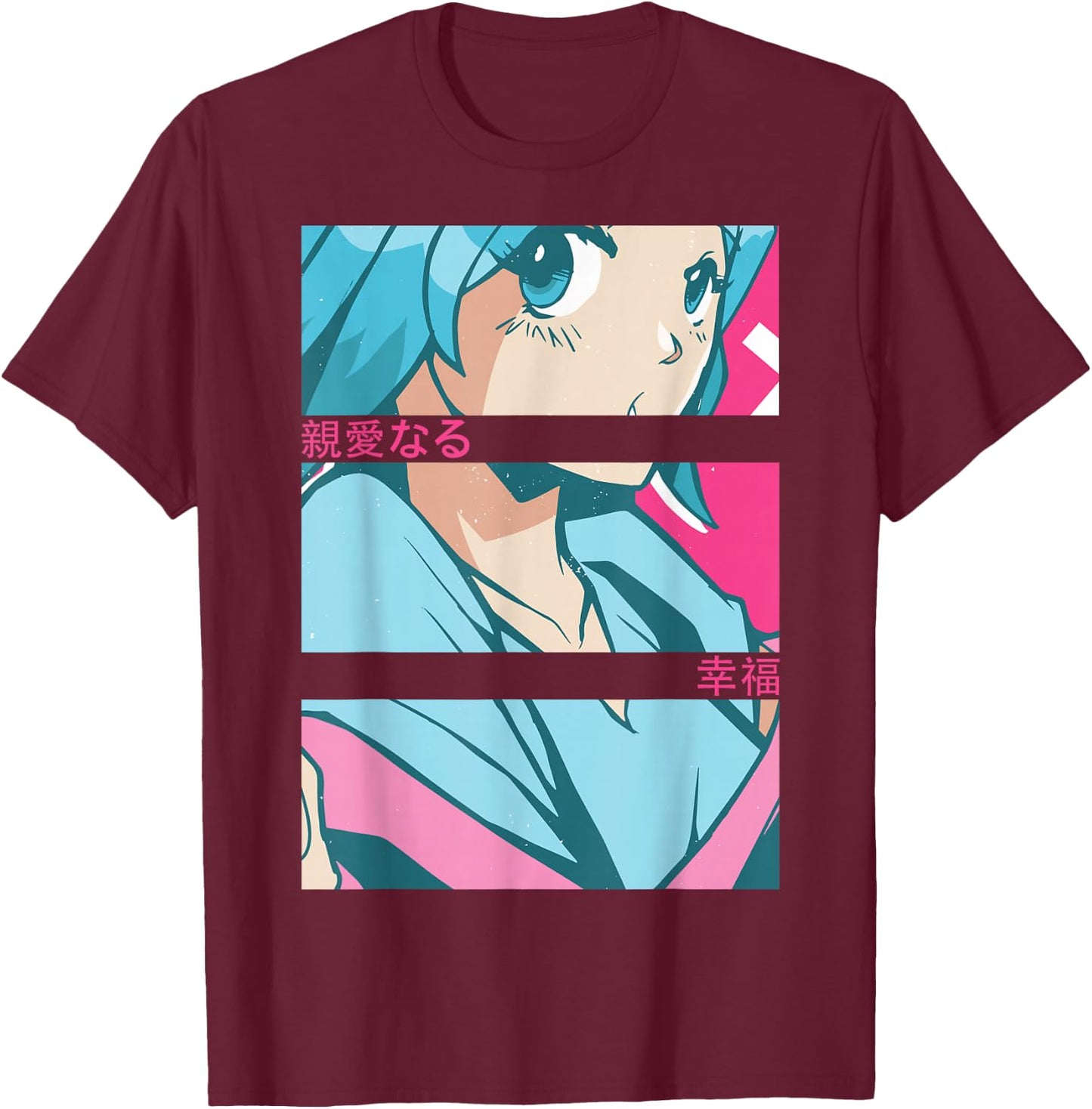Anime Girl Eyes - Japan Culture Art - Japanese Aesthetic T-Shirt - T-Shirt | Maroon