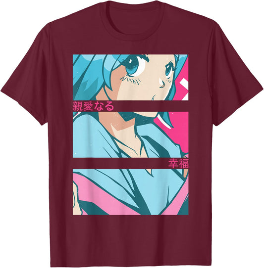 Anime Girl Eyes - Japan Culture Art - Japanese Aesthetic T-Shirt - T-Shirt | Maroon