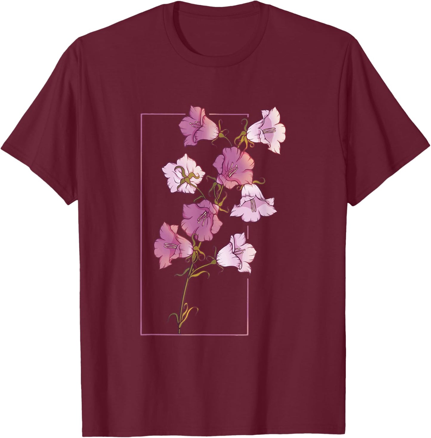 Floral Flower Bellflower Campanula Wildflower T-Shirt - T-Shirt | Maroon