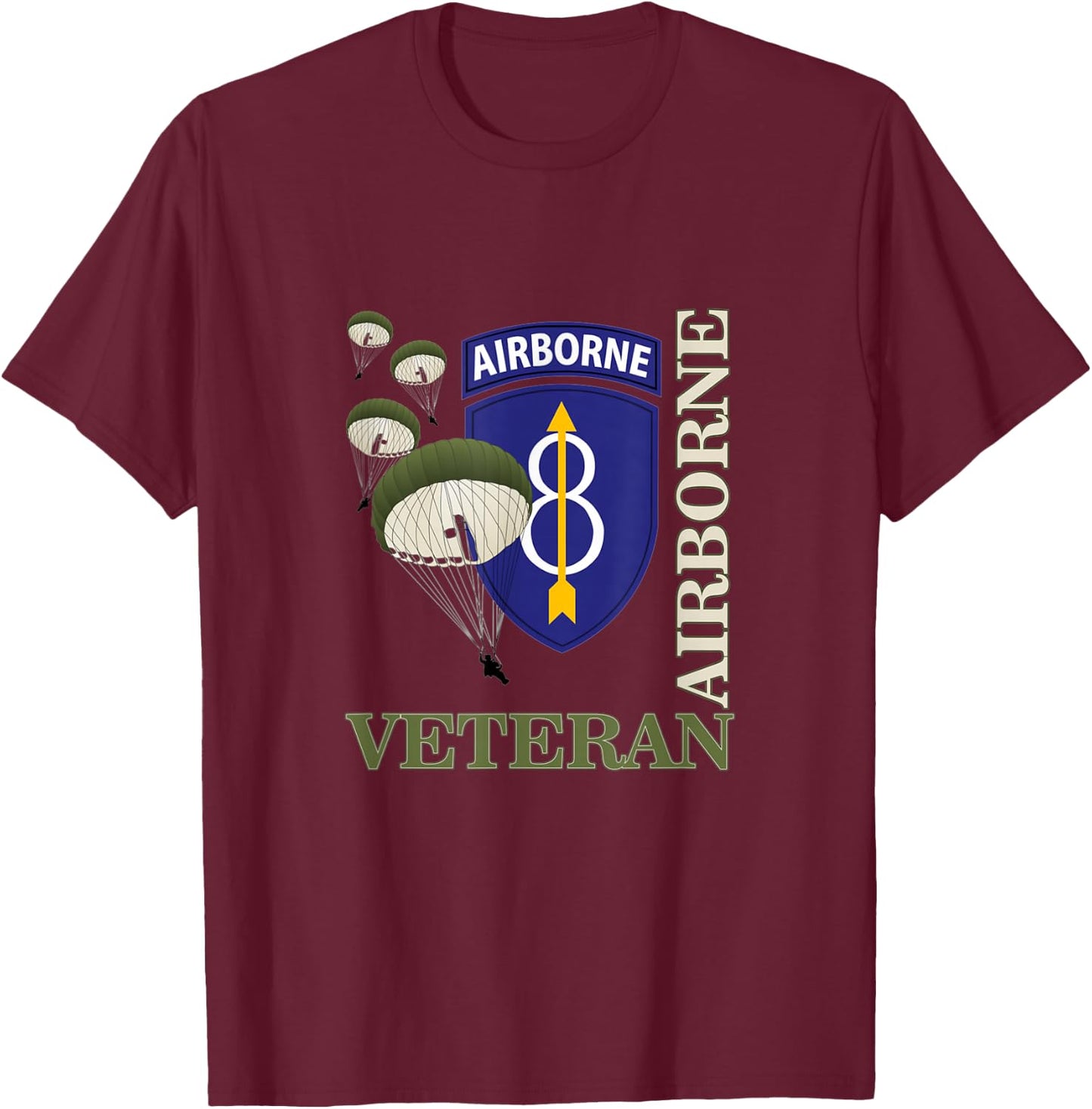 8th Airborne Division Veteran Paratrooper Veterans Day Xmas T-Shirt - T-Shirt | Maroon