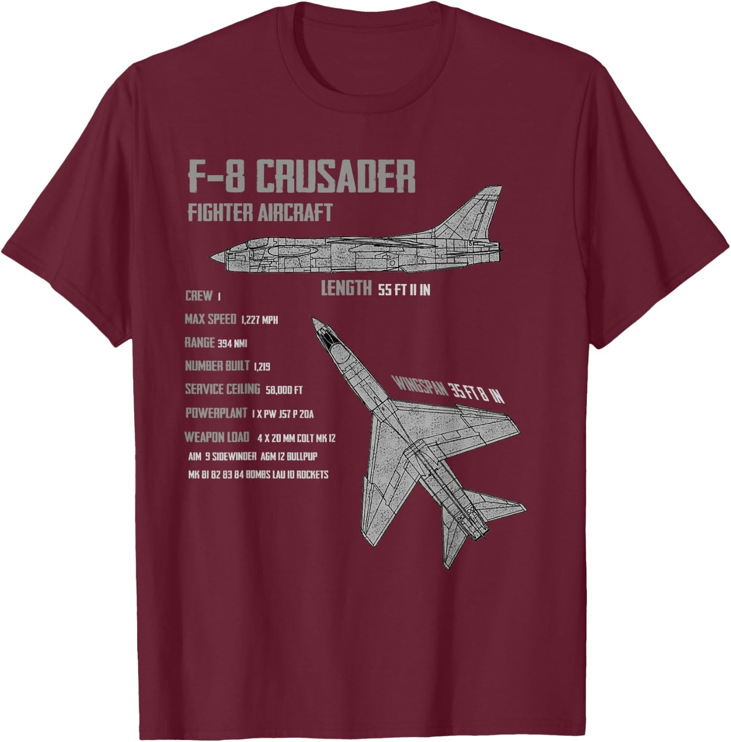F-8 Crusader T-Shirt - T-Shirt | Maroon