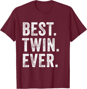 Best Twin Ever Funny Brother Sister Siblings Family Vintage T-Shirt - T-Shirt | Maroon