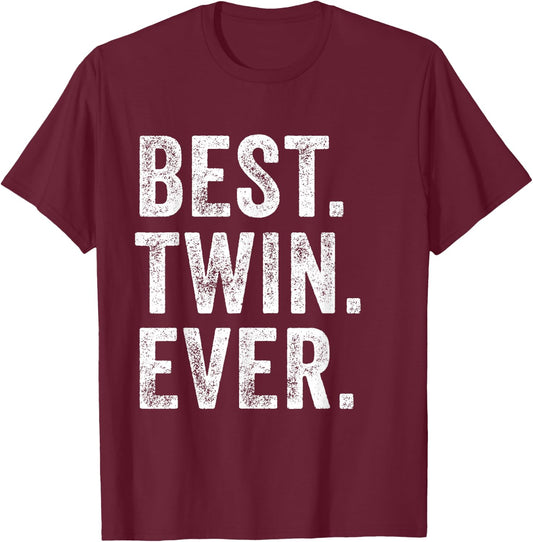 Best Twin Ever Funny Brother Sister Siblings Family Vintage T-Shirt - T-Shirt | Maroon