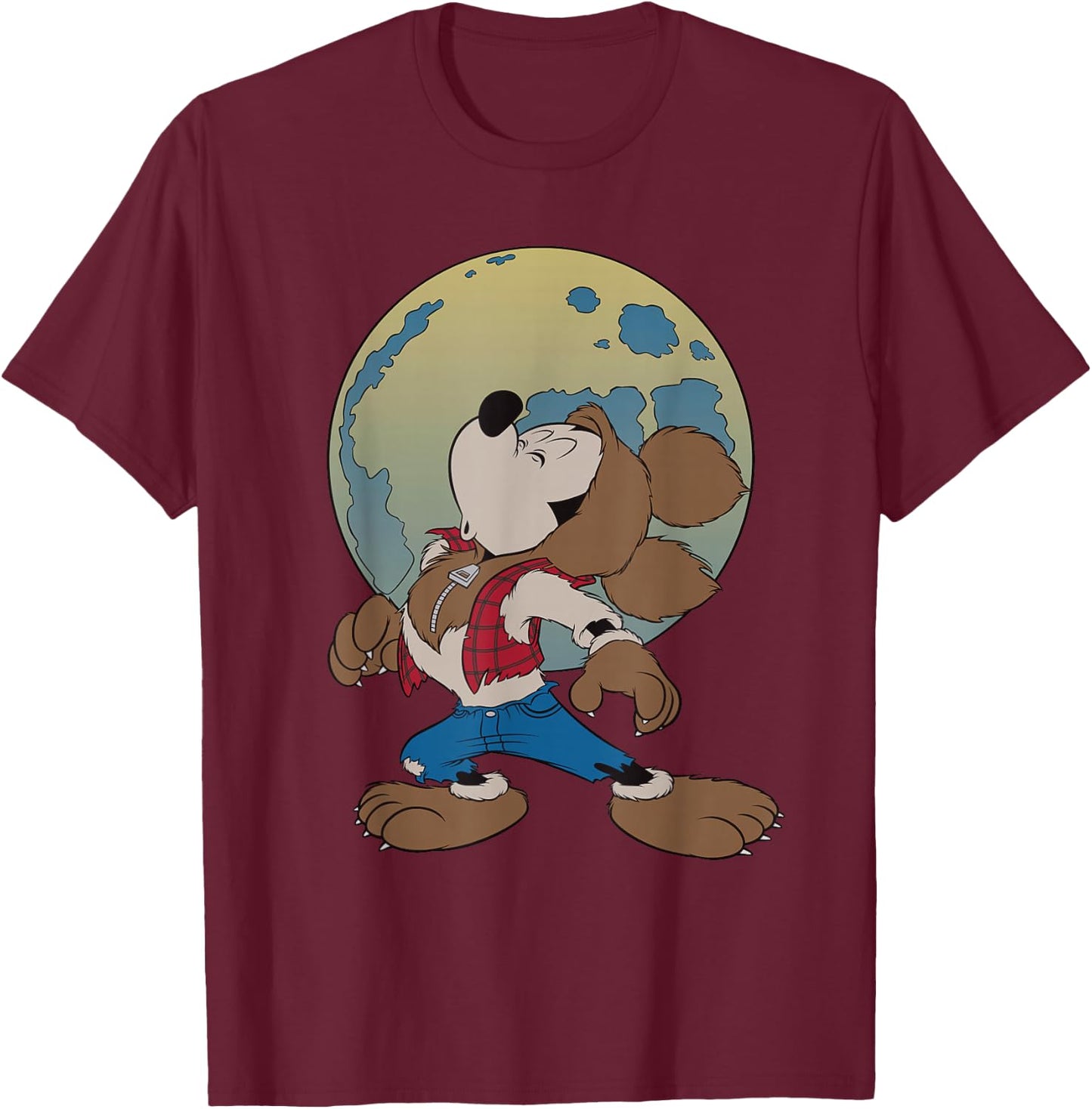 Disney Mickey Mouse Werewolf Halloween Costume T-Shirt - T-Shirt | Maroon